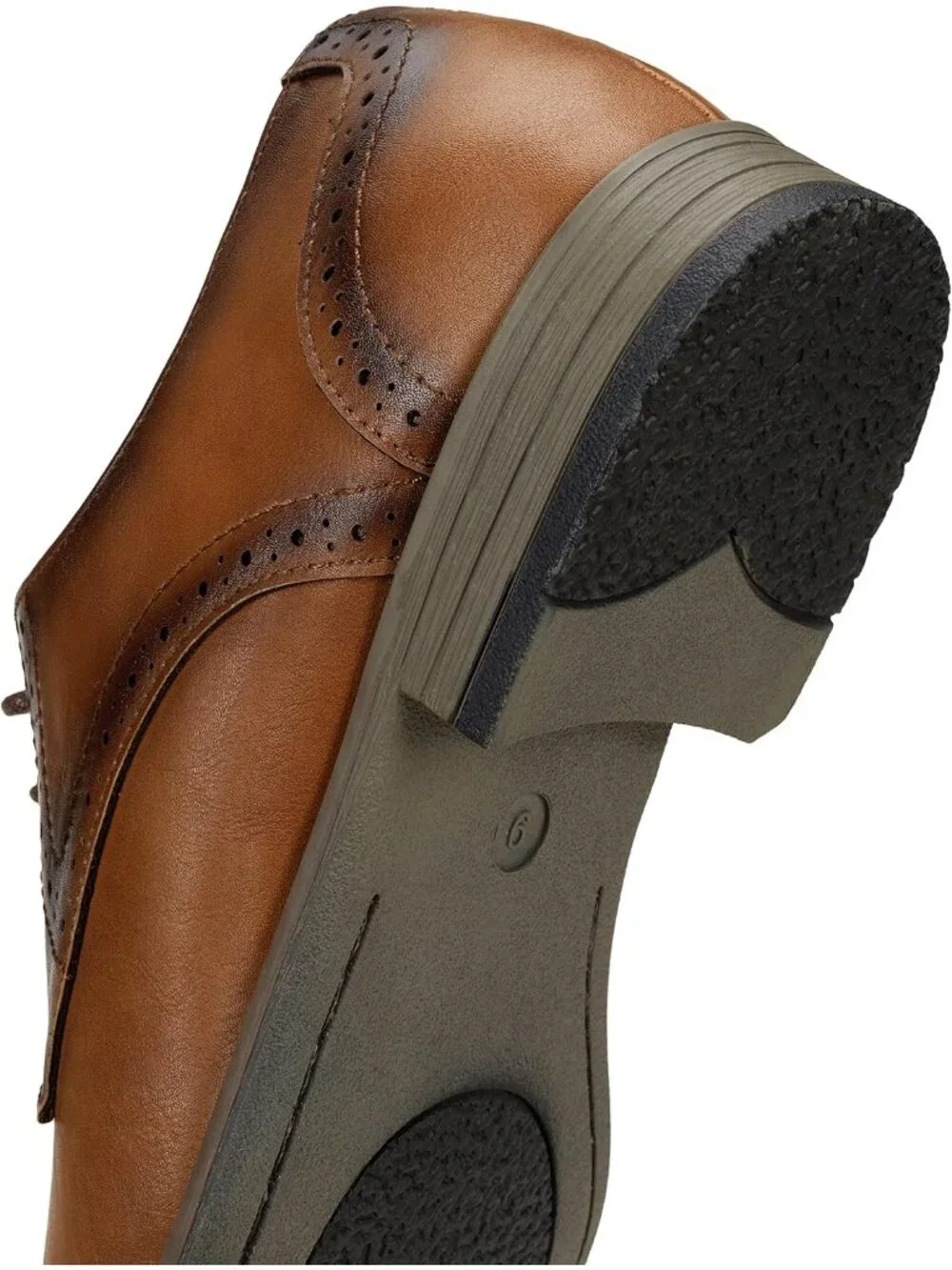 Men's Polished Brown Leather Formal Non Slip Wedding Oxford Derby Dress Shoes
